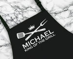 Personalised King of the Grill Apron Custom Cooking Baking Apron Gifts For Him For Dad For Husband Mens Apron Gift Idea AP0015