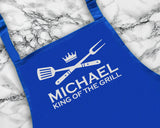 Personalised King of the Grill Apron Custom Cooking Baking Apron Gifts For Him For Dad For Husband Mens Apron Gift Idea AP0015