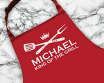 Personalised King of the Grill Apron Custom Cooking Baking Apron Gifts For Him For Dad For Husband Mens Apron Gift Idea AP0015