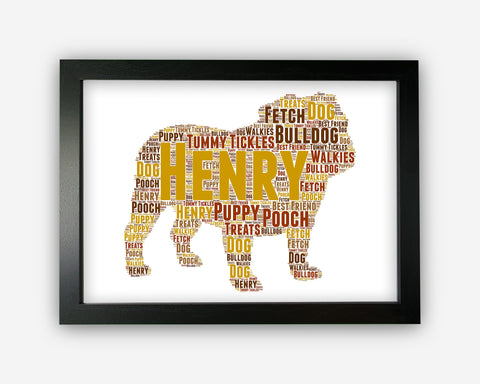 Personalised Bulldog For Dog Lover Bulldog Gift Word Art Wall Room Decor Prints PG304