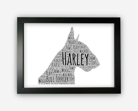 Personalised Bull Terrier Gifts Word Art Wall Print