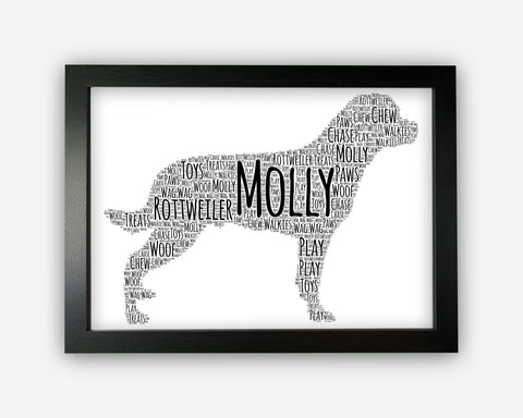 Personalised Rottweiler Dog For Pooch Lover Puppy Gift Word Art Wall Room Decor Prints GC1382