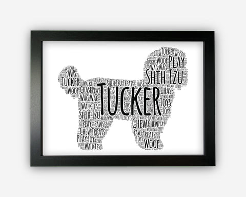 Personalised Shih Tzu Dog For Pooch Dog Lover Gift Word Art Wall Room Decor Prints GC1384