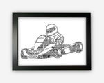 Personalised Go Karting Gift Track Racing Driver Word Art Wall Print