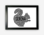 Personalised Squirrel Gifts Word Art Wall Print