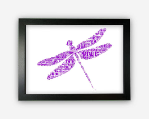 Personalised Dragonfly Gift Word Art Wall Room Decor Prints NP080