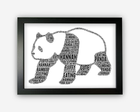 Personalised Panda Gifts Word Art Wall Print