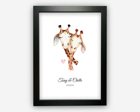 Personalised Giraffe Valentines Day Gift For Him Or Her Giraffe Love Anniversary Couples Gift Word Art Wall Room Decor Prints VA005