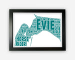 Personalised Horse Lover Gifts Word Art Wall Print