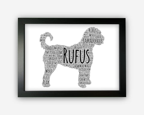 Personalised Labradoodle Gifts Word Art Wall Print