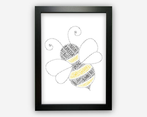 Personalised Bumble Bee Beekeeper Wasp Gift Word Art Wall Room Decor Prints GC1363