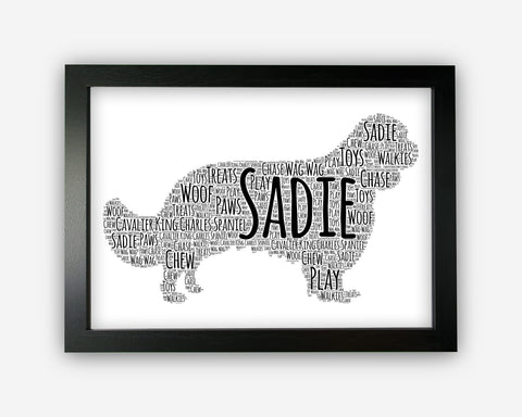 Personalised Cavalier King Charles Dog For Spaniel Lover Gift Word Art Wall Room Decor Prints GC1371