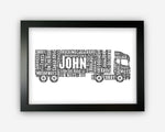 Personalised Lorry Artic Lorry Driver Gift Word Art Wall Room Decor Prints SC0268