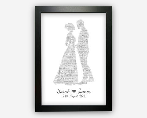 Personalised Wedding Lovers For Couple Wedding Anniversary Gift Word Art Wall Room Decor Prints SC0273