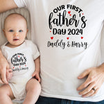 Matching First Fathers Day T Shirt and Babygrow Baby Vest