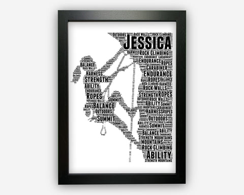 Personalised Female Rock Climbing Gifts Word Art Print