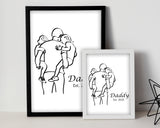 Fathers Day Line Art Print Personalised Gift for Dad from Son Daughter