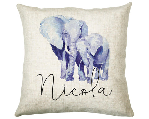 Personalised Elephant Cushion Gift Printed Name Design