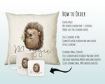 Personalised Hedgehog Cushion Gift Printed Name Design