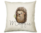 Personalised Hedgehog Cushion Gift Printed Name Design