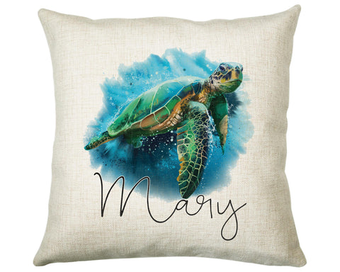 Personalised Sea Turtle Cushion Gift Printed Name Design