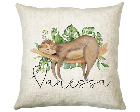 Personalised Sloth Cushion Gift Printed Name Design