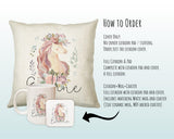 Personalised Unicorn Cushion Gift Printed Name Design