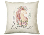 Personalised Unicorn Cushion Gift Printed Name Design