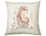 Personalised Unicorn Cushion Gift Printed Name Design