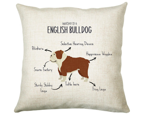 Anatomy of a English Bulldog Funny Gift For Him Or Her Cushion Pillow Bedroom Decor CS414