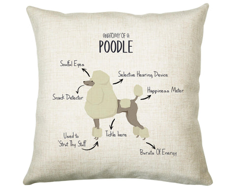 Anatomy of a Poodle Funny Gift For Him Or Her Cushion Pillow Bedroom Decor CS413