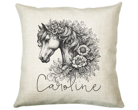 Personalised Horse Lover Cushion Gift Printed Name Design