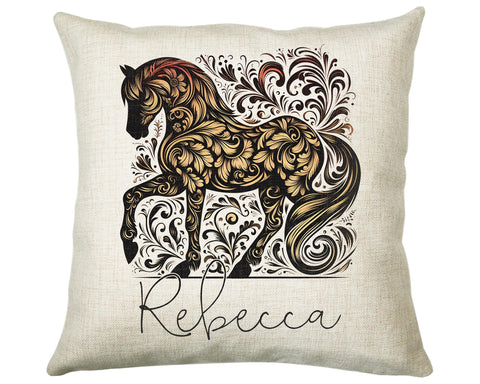 Personalised Horse Lover Cushion Gift Printed Name Design