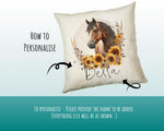 Personalised Horse Lover Cushion Gift Printed Name Design