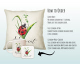 Personalised Ladybird Cushion Gift Insect Bug Lover Printed Name Design