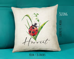 Personalised Ladybird Cushion Gift Insect Bug Lover Printed Name Design