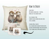 Personalised Valentines Day Otters Cushion Gift