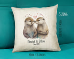 Personalised Valentines Day Otters Cushion Gift