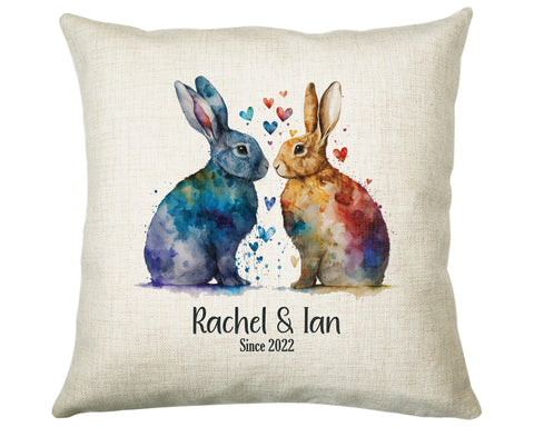 Personalised Valentines Day Bunny Rabbits Cushion Gift