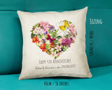 Personalised 4th Flower Anniversary Gift Cushion 4 Years Custom Design Gift Valentines Present