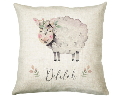 Personalised Sheep Cushion Gift Printed Name Design