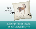 Personalised Horse Cushion Gift Printed Name Design