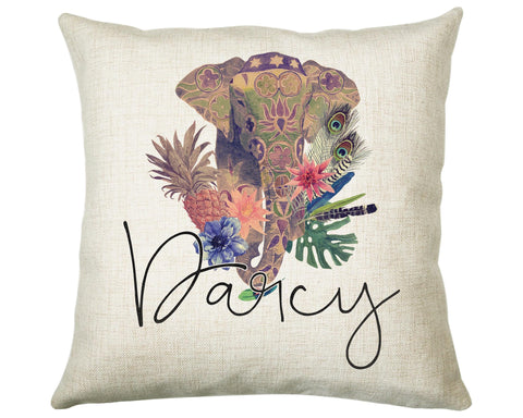 Personalised Elephant Cushion Gift Printed Name Design