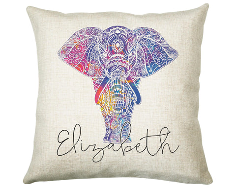 Personalised Elephant Cushion Gift Printed Name Design