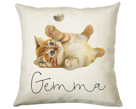 Personalised Cat Lover Cushion Gift Printed Name Design