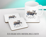 Personalised Rhino Cushion Gift Printed Name Design