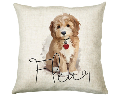 Personalised Puppy Dog Cushion Gift Printed Name Design