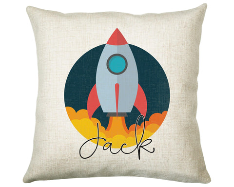 Personalised Space Rocket Cushion Gift Printed Name Design Cushion Throw Pillow Gift For Boys Nursery Bedroom Birthday Christmas Gift CS011