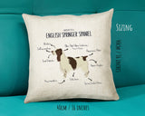 Anatomy of a English Springer Spaniel Funny Gift For Him Or Her Cushion Pillow Bedroom Decor CS406