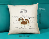 Anatomy of a Shih Tzu Funny Gift For Him Or Her Cushion Pillow Bedroom Decor STC0087